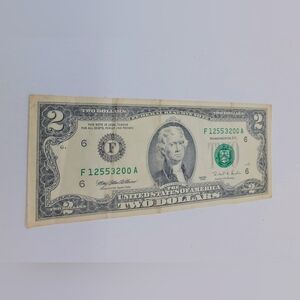 Two Dollar Bill with Green Seal F12553200 A 1995 Series